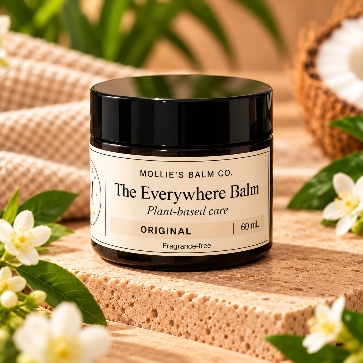 Original Everywhere Balm in a closed 60 mL amber jar