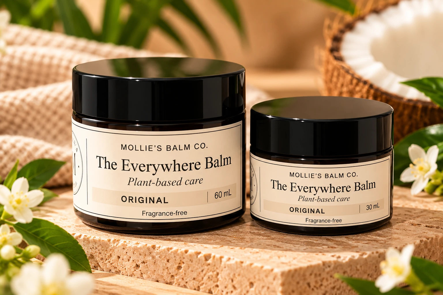 Original Everywhere Balm in 30 mL and 60 mL amber jars