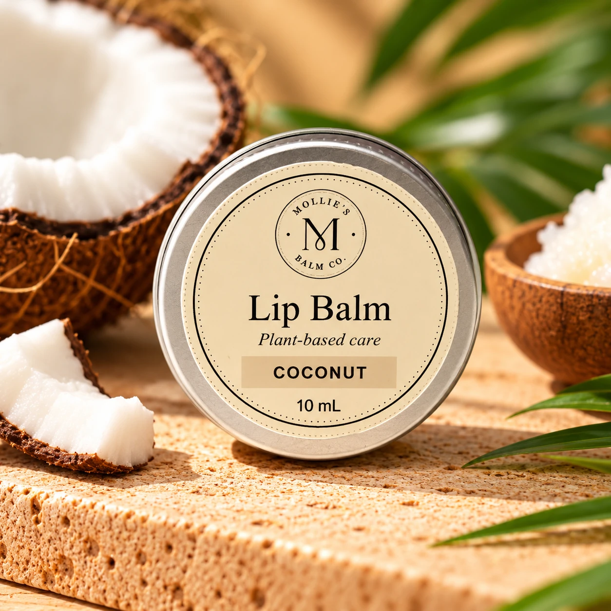 Coconut Lip Balm in a 10 mL tin