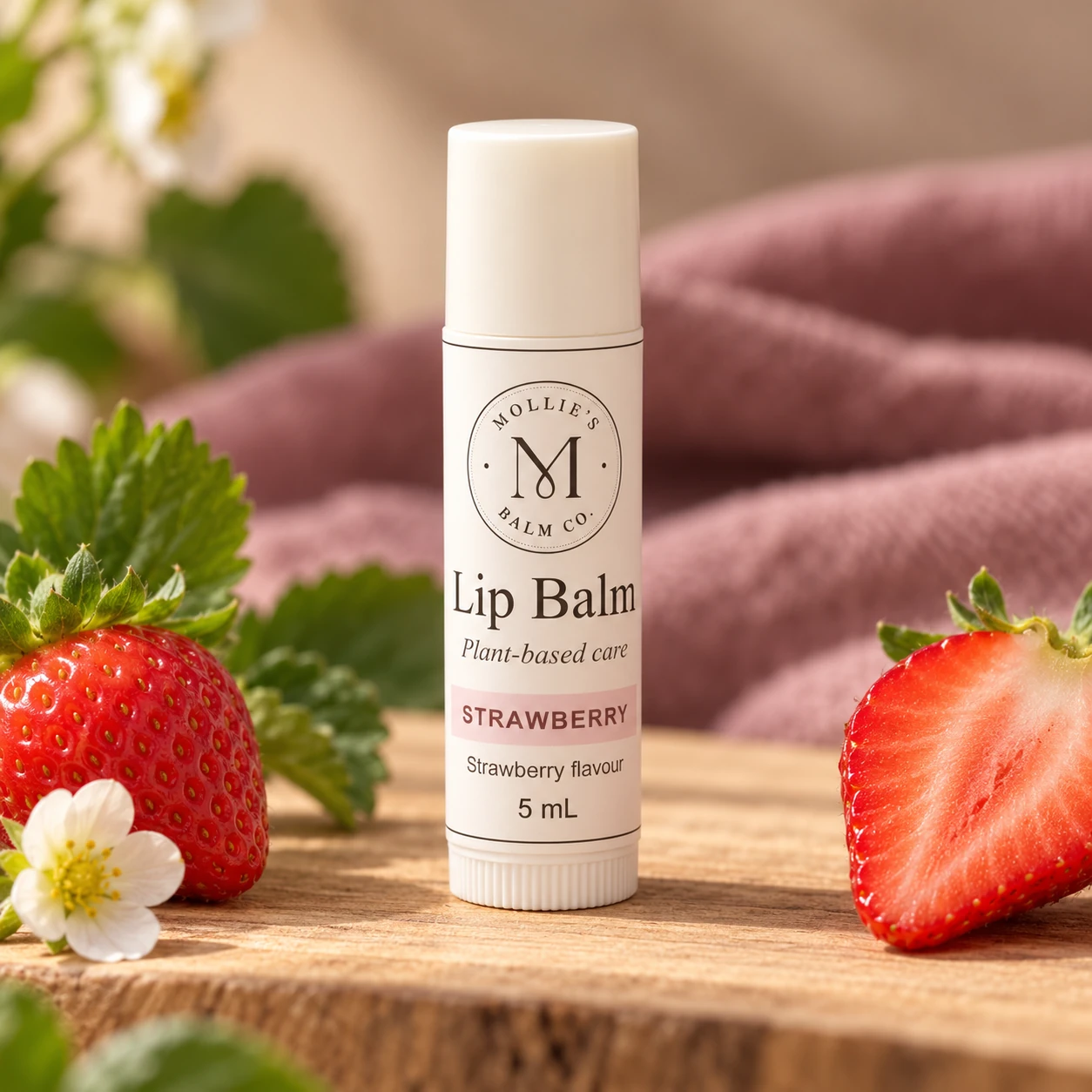 Strawberry Lip Balm in a 5 mL tube